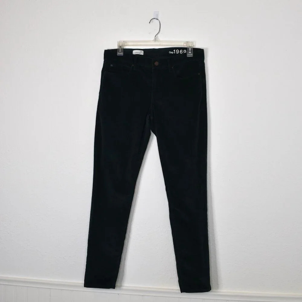 GAP 1969 Fine Corduroy Legging Jean Sz 29R Pants 5 Pocket Mid Rise Green Boho